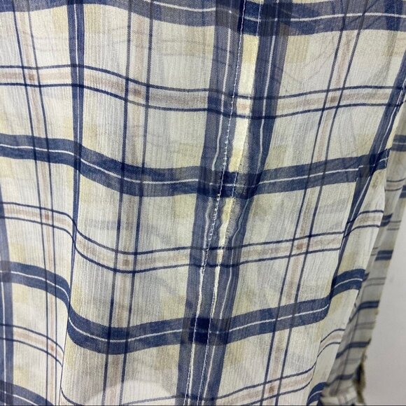 ATM 100% Silk Sheer Plaid Blue Lightweight Blouse PLL Anthony Thomas Melillo XS - Picture 10 of 13